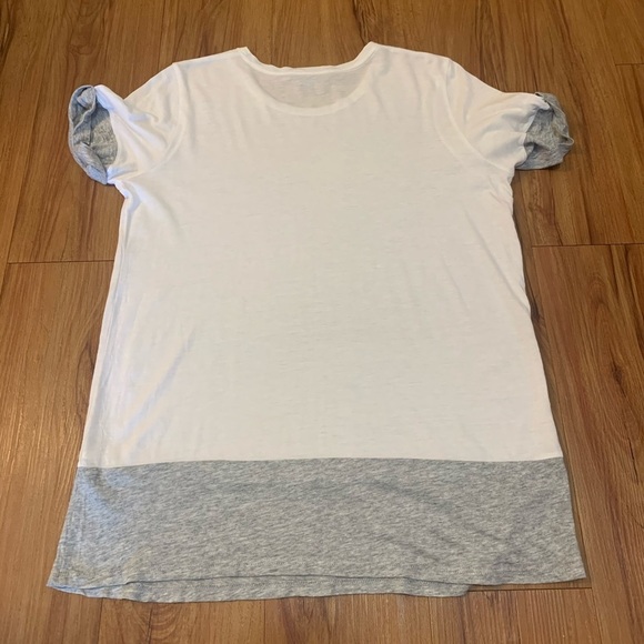 Vince Colorblock Grey & White Crew Cuffed Sleeve Tee - Picture 5 of 10